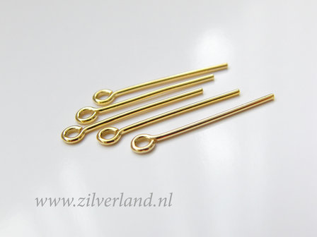 10 Stuks 0,80x2,0cm Sterling Zilveren Kettelstiften- Verguld