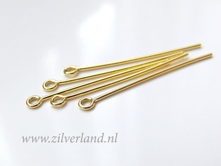 10 Stuks 0,80x3,0cm Sterling Zilveren Kettelstiften- Verguld