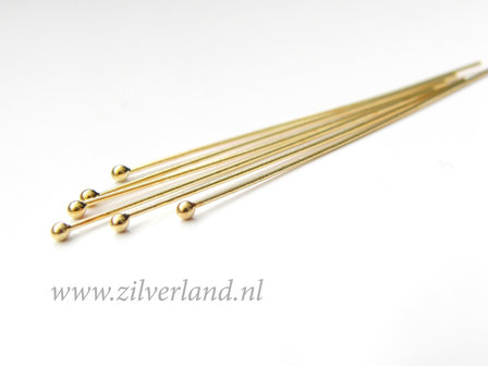 10 Stuks 0,65mm x 4,0cm Sterling Zilveren Nietstiften- Verguld