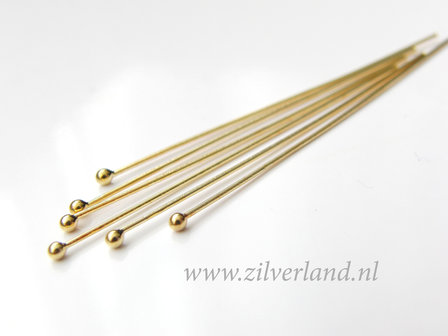 10 Stuks 0,65mm x 4,0cm Sterling Zilveren Nietstiften- Verguld