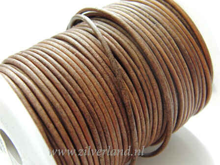 1 Meter Rond 2mm Leerkoord- Cognac
