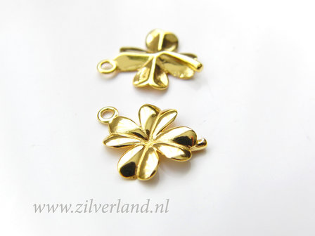 1 Stuk Sterling Zilveren Hanger- Klavertje Vier Verguld