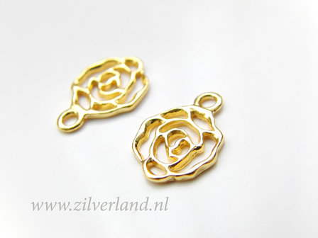 1 Stuk Sterling Zilveren Hanger- Roos Verguld