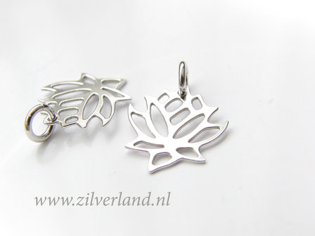 1 Stuk Gerhodineerd Sterling Zilveren Hanger- Lotusbloem