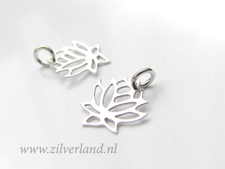 1 Stuk Gerhodineerd Sterling Zilveren Hanger- Lotusbloem