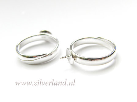 Sterling Zilveren Ring met Parelschotel met Pin