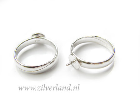 Sterling Zilveren Ring met Parelschotel met Pin