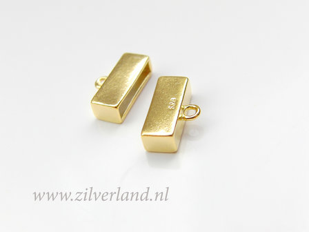 2 Stuks Sterling Zilveren Eindstuk voor Plat Leer- Verguld