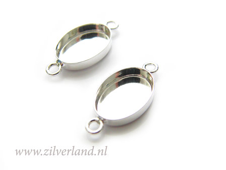 14x10mm Sterling Zilveren Connector voor UV Hars/Resin of Cabochons- Ovaal