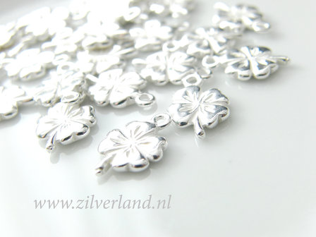 1 Stuk Sterling Zilveren Bedel- Klavertje Vier