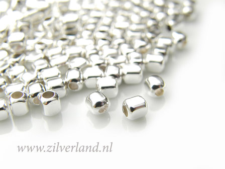10 Stuks 4mm Sterling Zilveren Kralen- Kubus