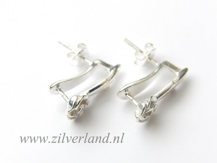 Sterling Zilveren Oorstekers &quot;Roosjes en Blaadjes&quot;