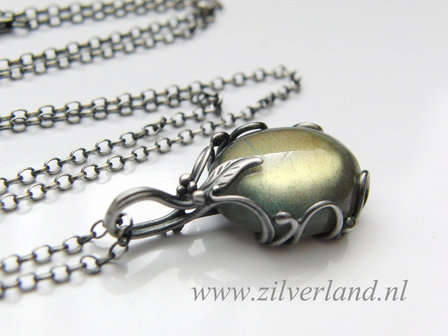 Zilveren Edelstenen Ketting met Labradoriet