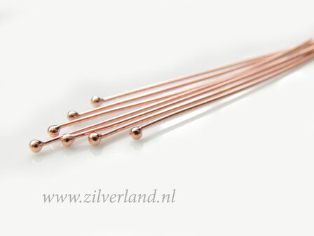 10 Stuks 0,65mm x 5,0cm Sterling Zilveren Nietstiften- Rose Verguld