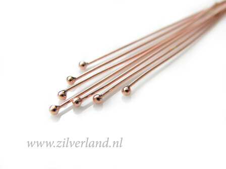 10 Stuks 0,65mm x 5,0cm Sterling Zilveren Nietstiften- Rose Verguld