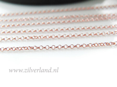 1 Meter Sterling Zilveren Ketting 1,50mm Rolo- Rose Verguld