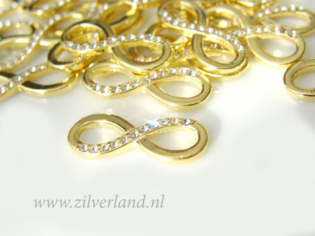 1 Stuk Sterling Zilveren Infinity Hanger met Kristallen- Verguld
