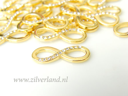 1 Stuk Sterling Zilveren Infinity Hanger met Kristallen- Verguld