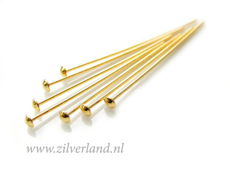 10 Stuks 0,80mm x 4,0cm Sterling Zilveren Nietstiften- Verguld