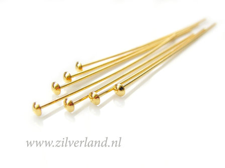 10 Stuks 0,80mm x 5,0cm Sterling Zilveren Nietstiften- Verguld