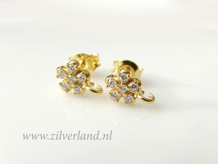 Sterling Zilveren Oorstekers met Kristallen- Verguld