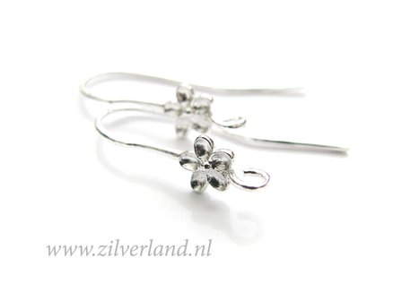 Sterling Zilveren Oorhaken- Bloemetje