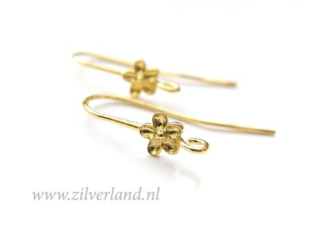 Sterling Zilveren Oorhaken- Bloemetje Verguld