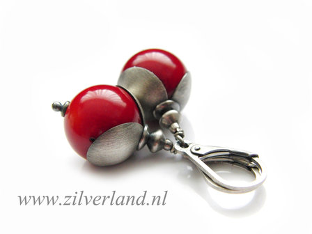 Sterling Zilveren Oorbellen met Koraal