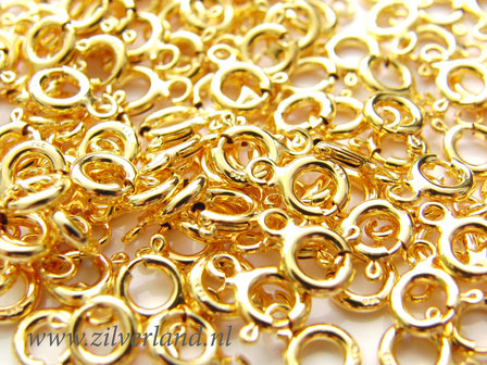 6mm Sterling Zilveren Veerring Slotje- Verguld