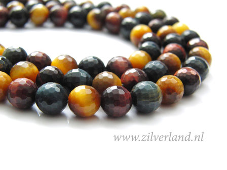 8mm Tijgeroog Edelstenen Kralen- Micro Facet Mix