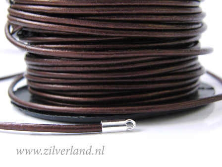 1 Meter Rond 2mm Leerkoord- Bruin Metallic