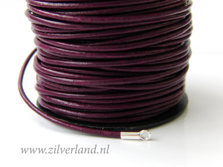 1 Meter Rond 1,5mm Leerkoord- Donker Magenta