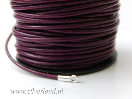1 Meter Rond 1,5mm Leerkoord- Donker Magenta