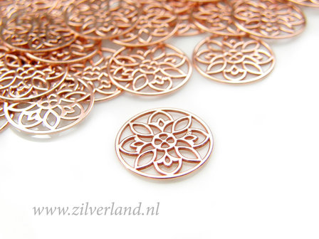 1 Stuk Sterling Zilveren Hanger- Rose Verguld