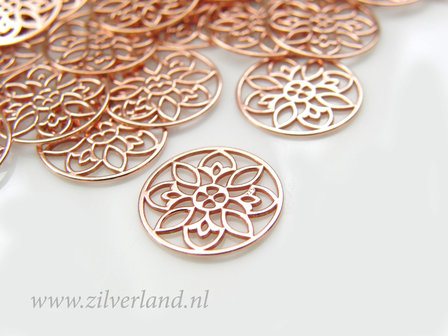 1 Stuk Sterling Zilveren Hanger- Rose Verguld