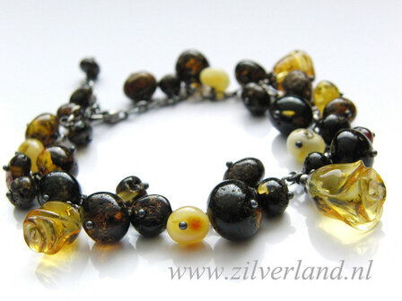 Zilveren Armband met Barnsteen &quot;Roosjes&quot;