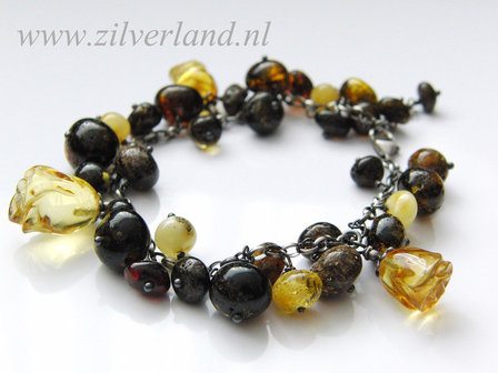 Zilveren Armband met Barnsteen &quot;Roosjes&quot;