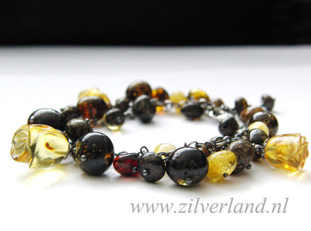 Zilveren Armband met Barnsteen &quot;Roosjes&quot;