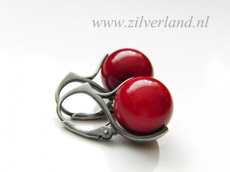 Zilveren Oorbellen met Koraal