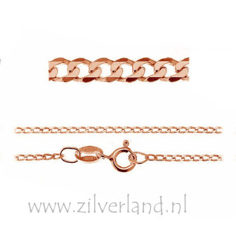 1,35mm Sterling Zilveren Collier Gourmet 45cm- Rose Verguld