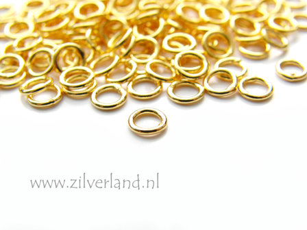 10 Stuks 0,80x4,50mm Gesloten Sterling Zilveren Montageringen- Verguld
