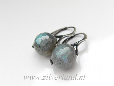 Zilveren Oorbellen met Labradoriet Edelstenen 