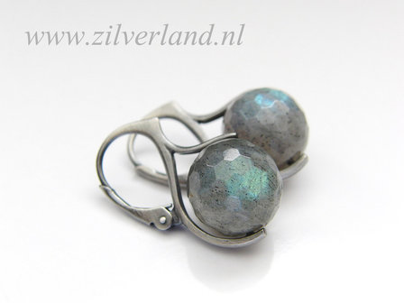 Zilveren Oorbellen met Labradoriet Edelstenen 