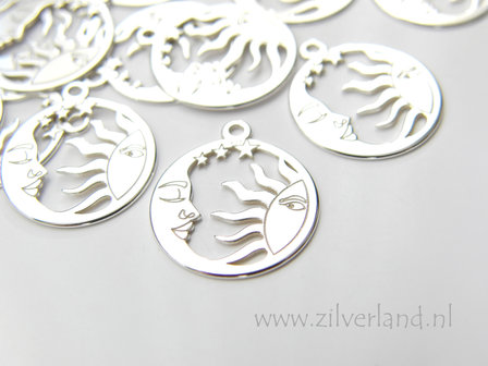 1 Stuk Sterling Zilveren Hanger- Maan en Zon