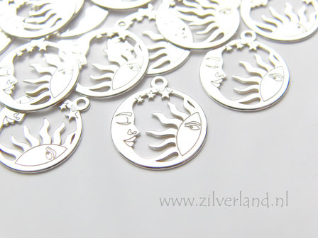 1 Stuk Sterling Zilveren Hanger- Maan en Zon