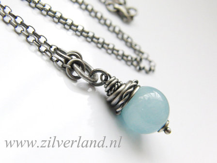 Zilveren Ketting met Aquamarijn