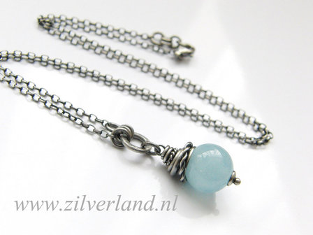 Zilveren Ketting met Aquamarijn