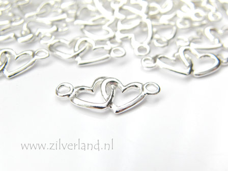 Sterling Zilveren Hanger/Connector- Twee Harten