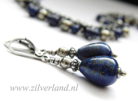 Edelstenen Oorbellen met Lapis Lazuli en Pyriet