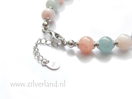 Handgemaakte Zilveren Armband met Morganiet- Gerhodineerd